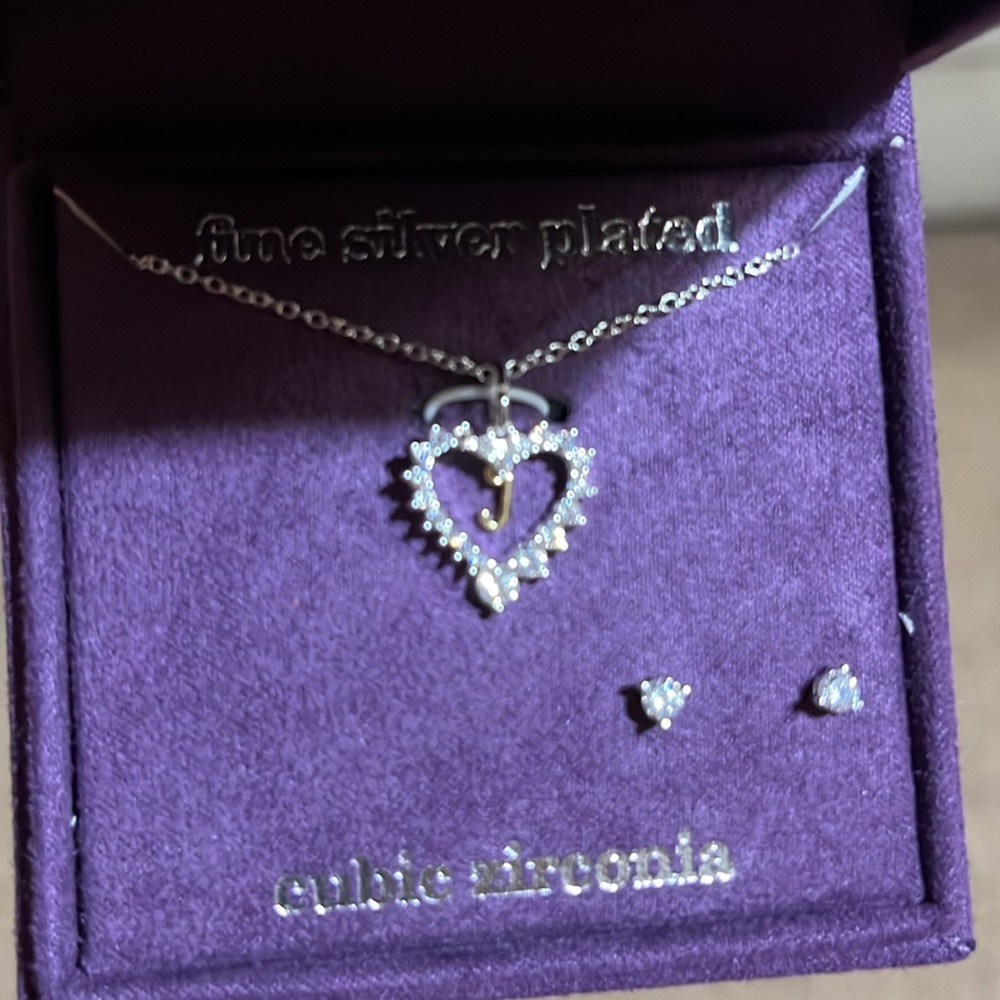 Cubic zirconia necklace, and earring set